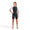 A woman wearing the Zone3 Lava full zip short sleeve trisuit on a white background.