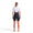 A woman wearing the Zone3 Lava full zip short sleeve trisuit on a white background.