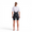 A woman wearing the Zone3 Lava full zip short sleeve trisuit on a white background.