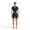 A woman wearing the Zone3 Activate full zip short sleeve trisuit on a white background.