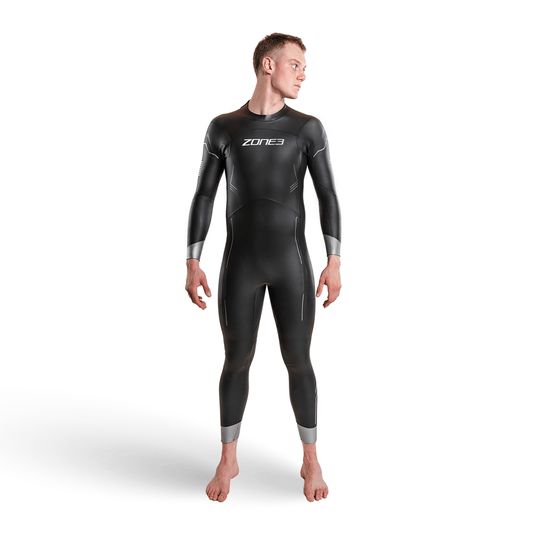 Agile Wetsuit featured in a white studio setting from the front 