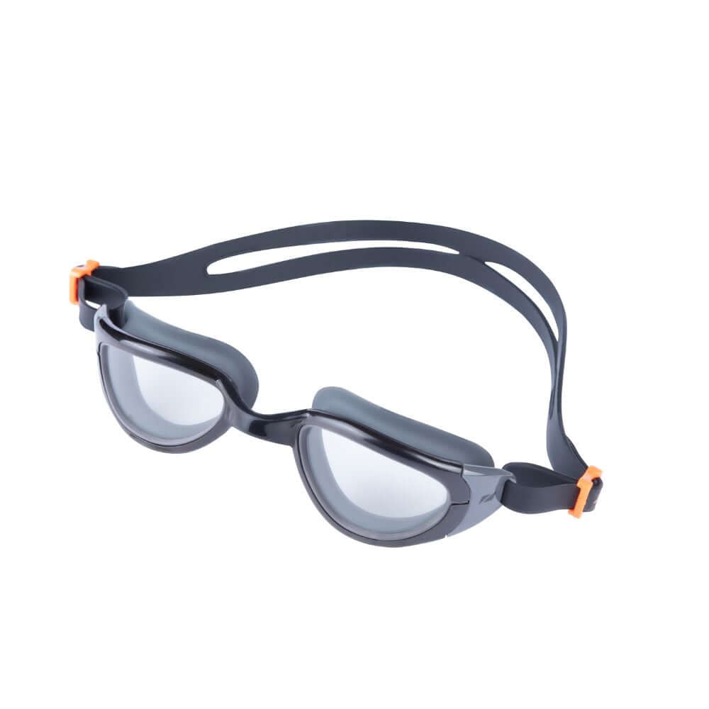 ZONE3 Attack swim goggles with a grey frame and clear lenses, on a white background.