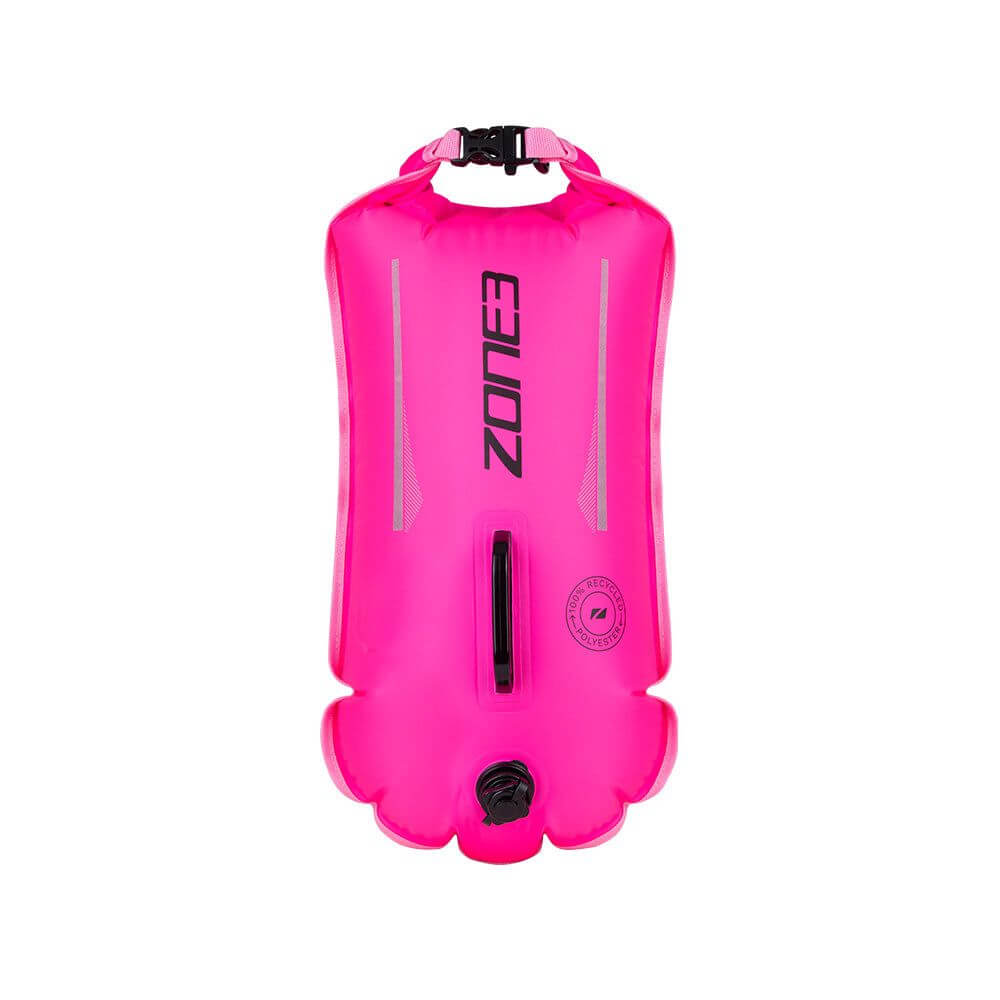 A Zone3 recycled safety buoy and dry bag, 28L, in a high-visibility colour.