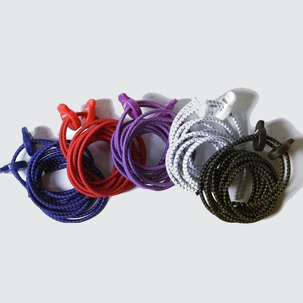 Zone3 elastic shoe laces for fast transitions on a white background.