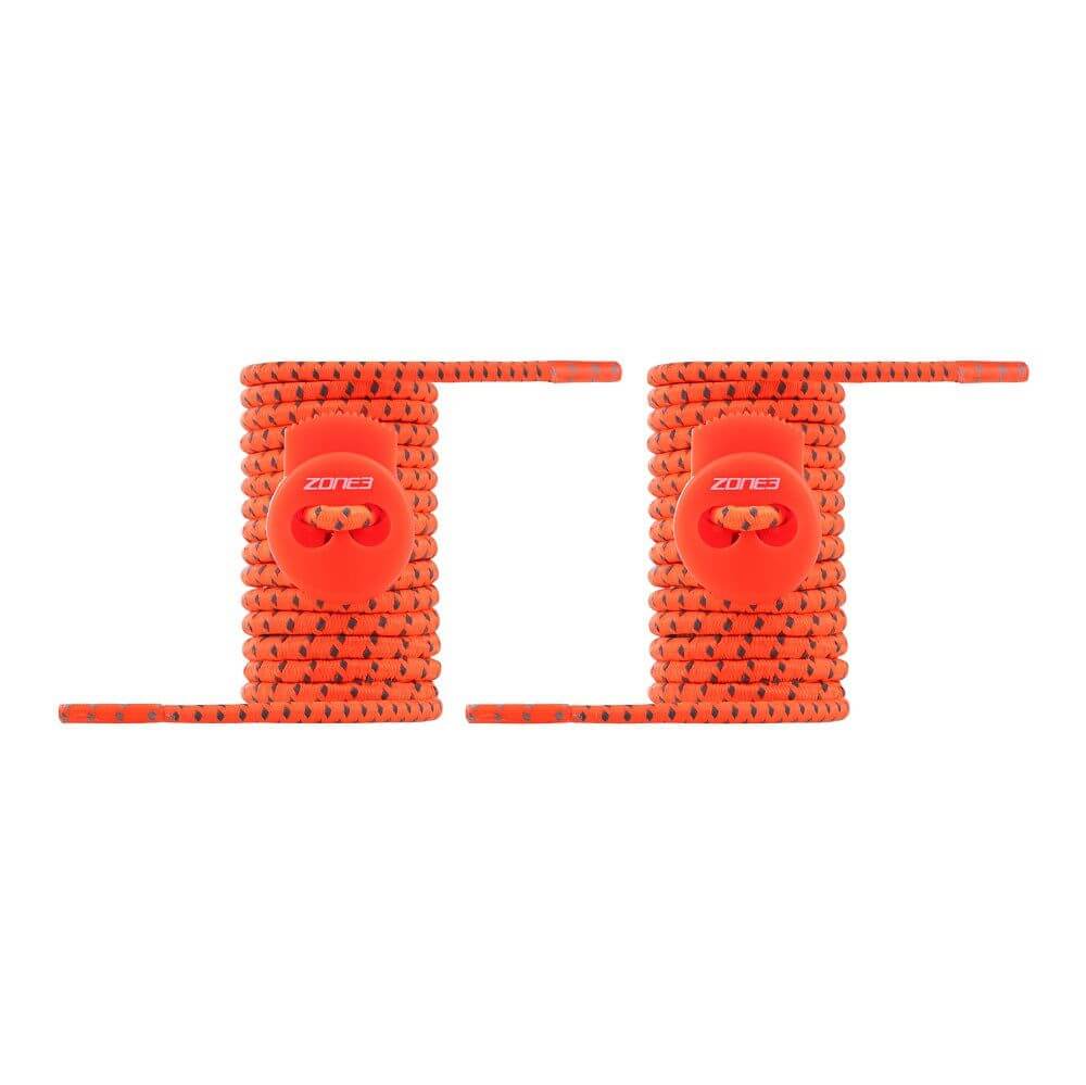 Zone3 elastic shoe laces for fast transitions on a white background.
