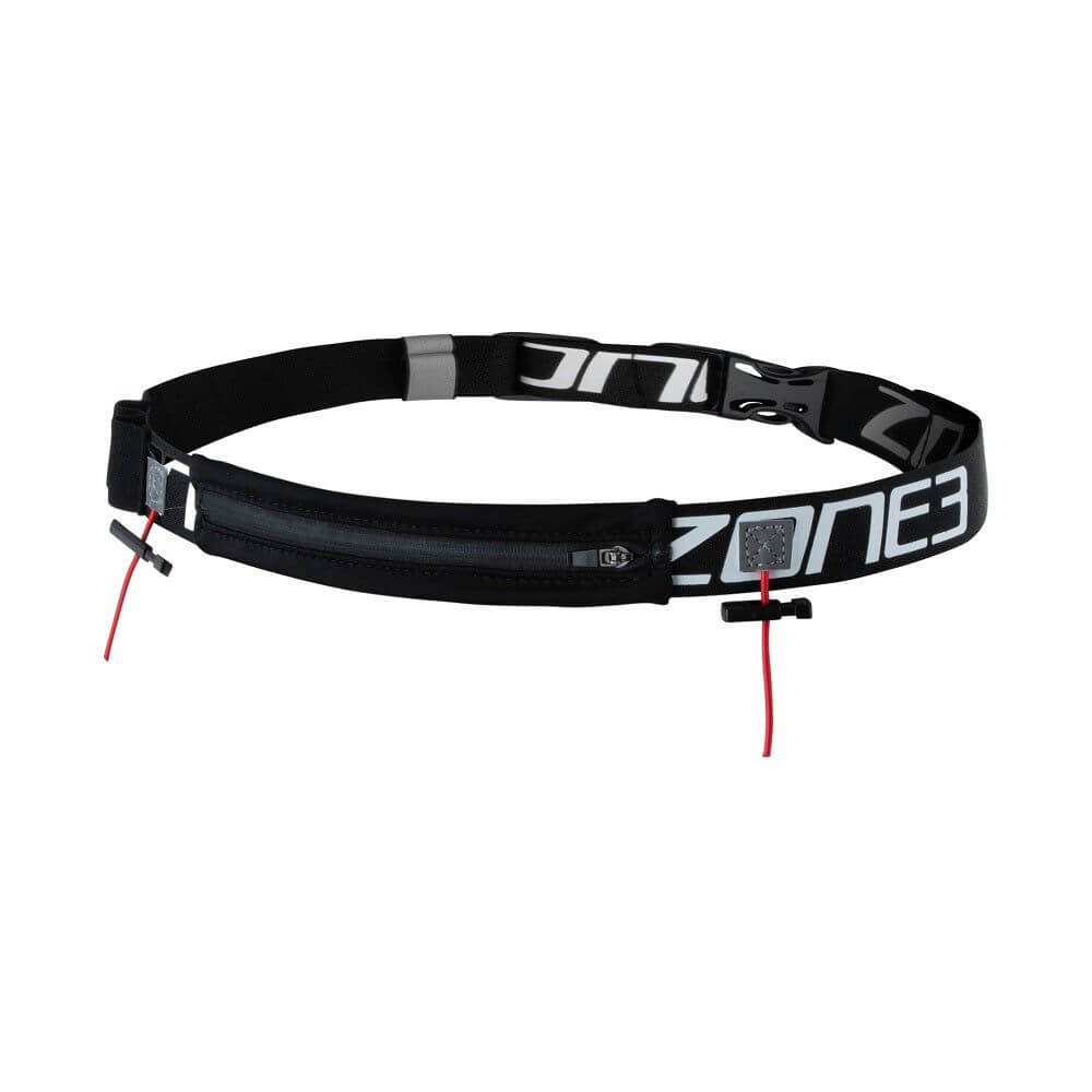 A Zone3 Endurance race number belt with Lycra fuel pouch on a white background.