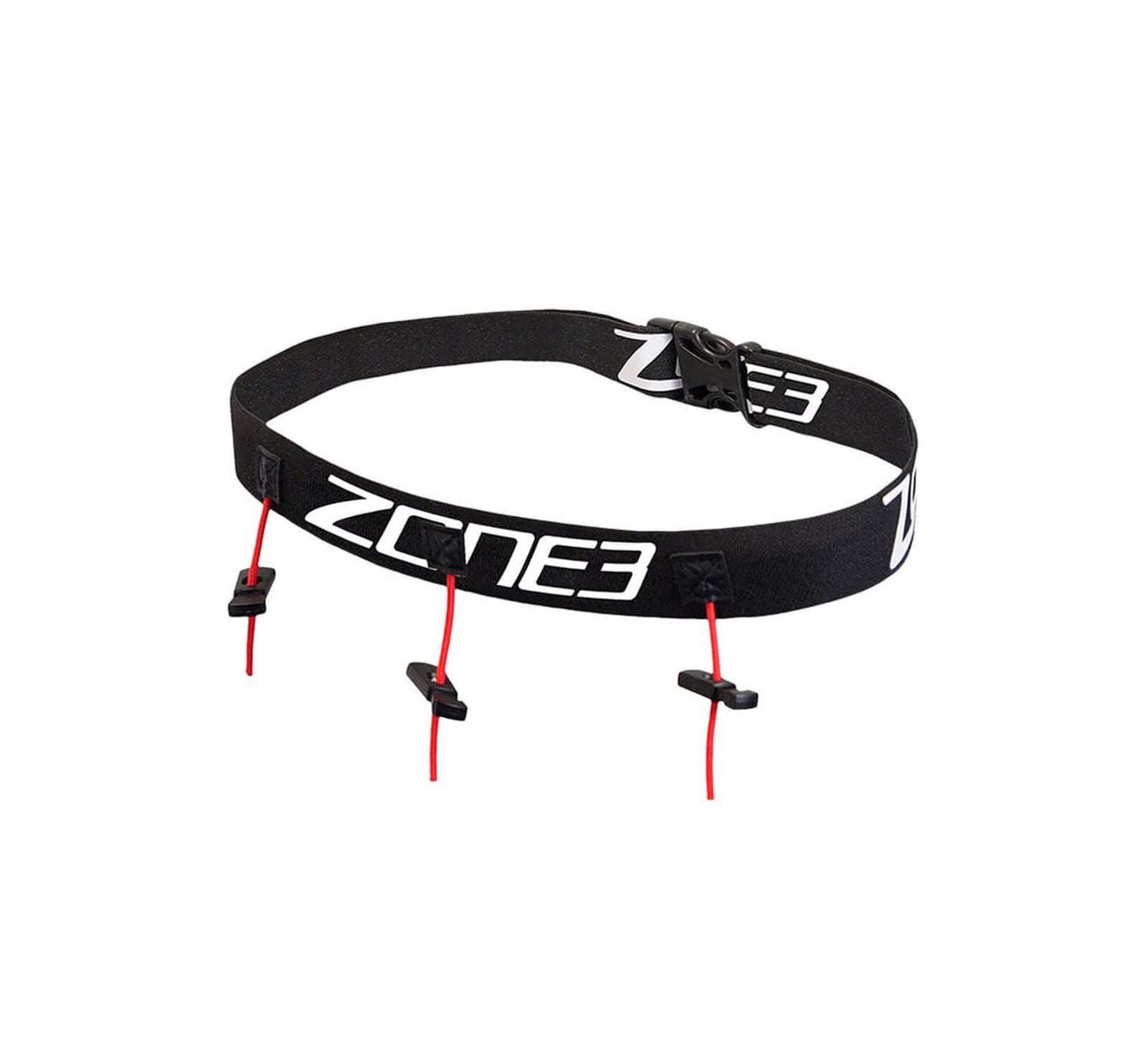 A Zone3 kids' triathlon race number belt on a white background.