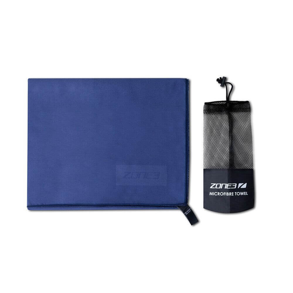 A Zone3 large microfibre towel on a white background.