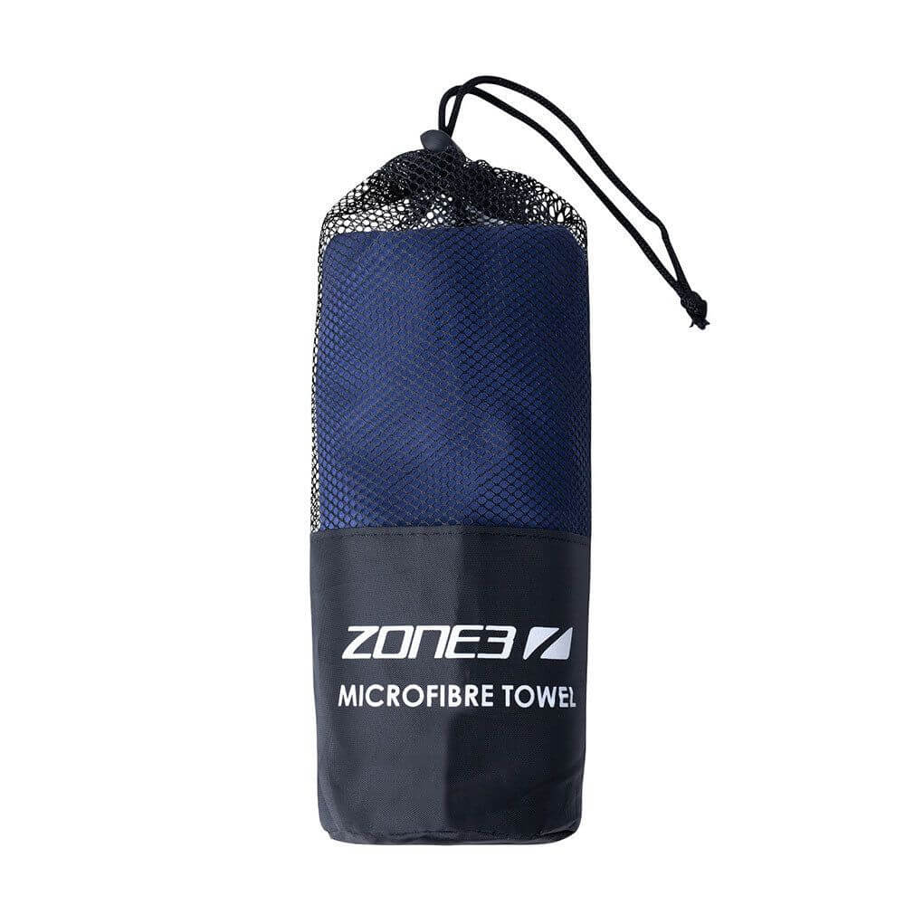 A Zone3 large microfibre towel on a white background.