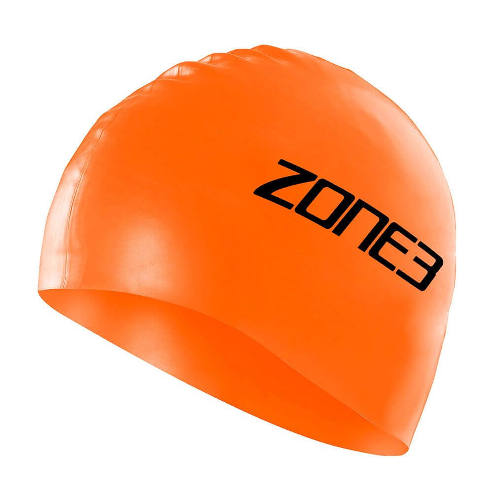 A Zone3 48g silicone swim cap on a white background.