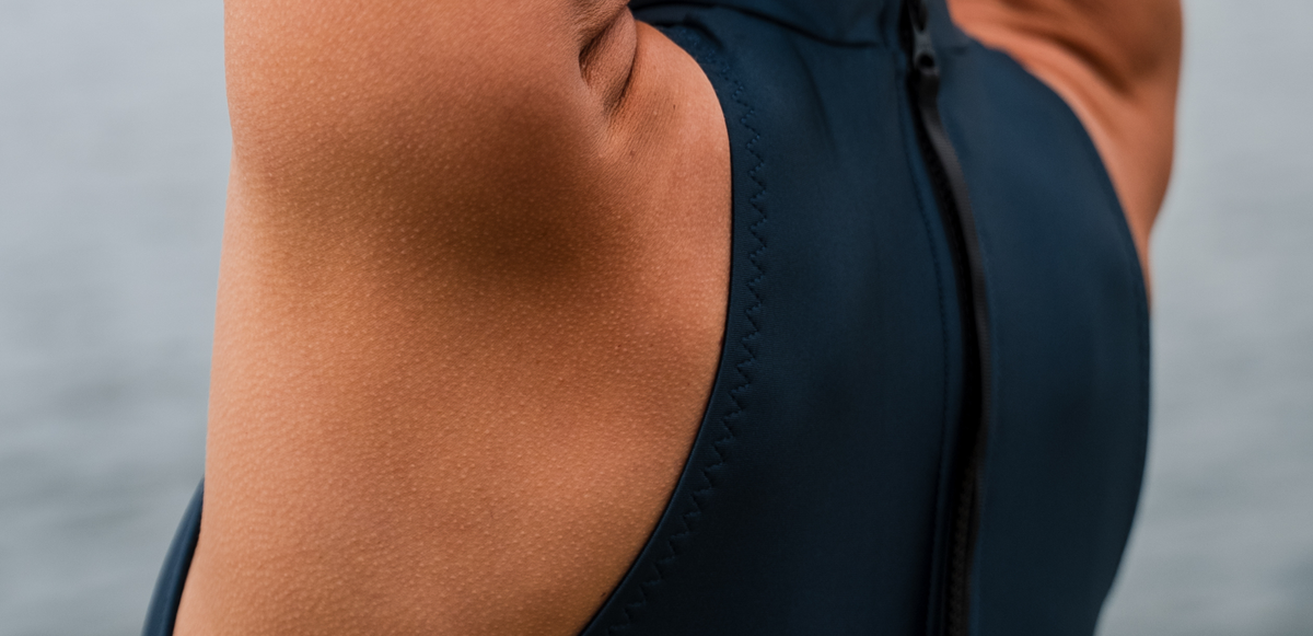 Close up of Zone3 TI+ thermal swimsuit