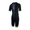 Back view of the ZONE3 Activate+ men’s short sleeve trisuit in black, with a vertical gradient ZONE3 logo and blue and yellow sleeve cuffs.