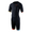 Front view of the ZONE3 Activate+ men’s short sleeve trisuit in black, featuring an orange ZONE3 logo and multicolour sleeve and leg cuffs.