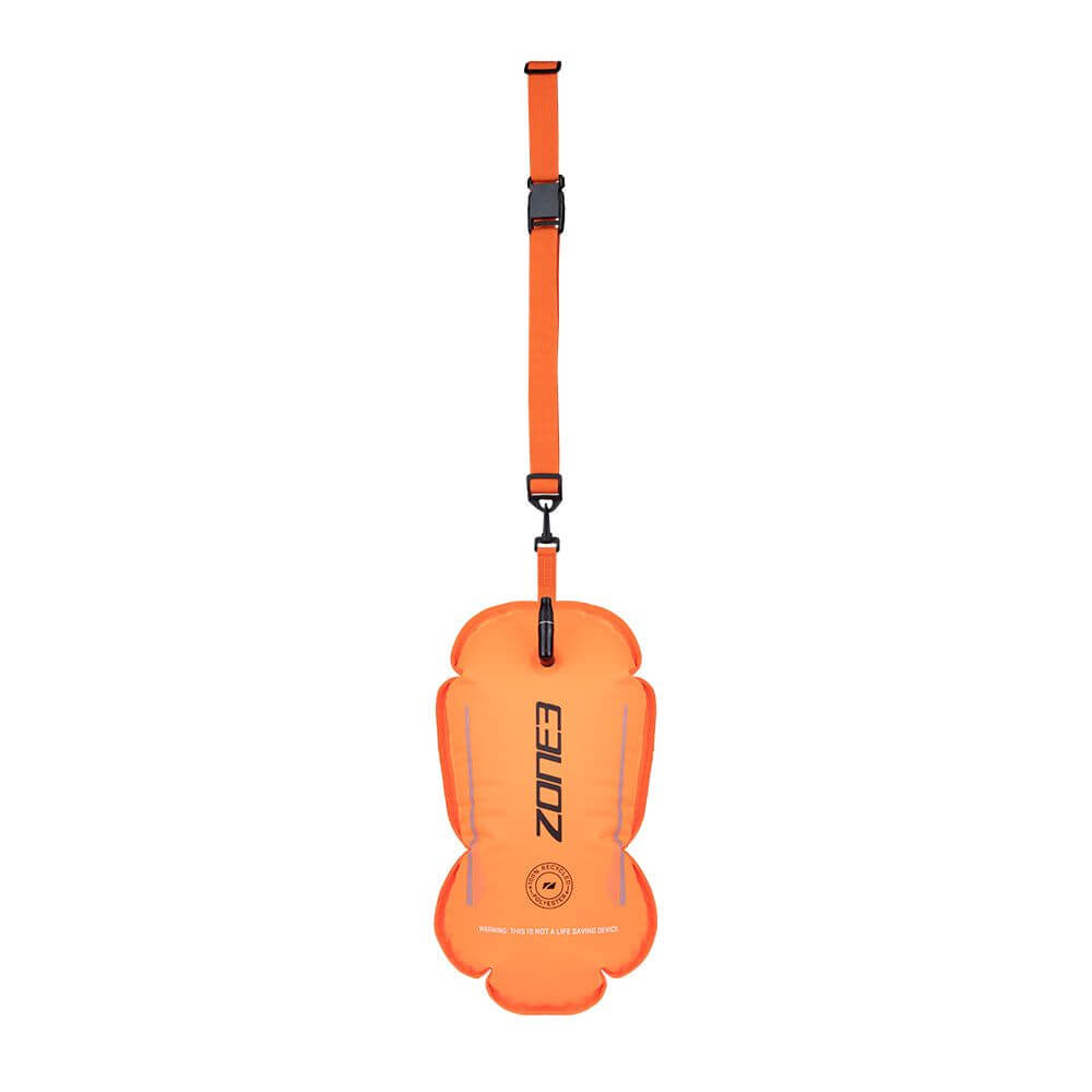 A Zone3 recycled swim safety buoy and tow float in a high-visibility colour.