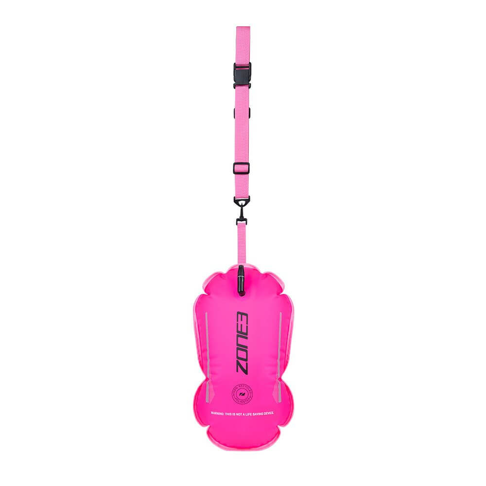 A Zone3 recycled swim safety buoy and tow float in a high-visibility colour.