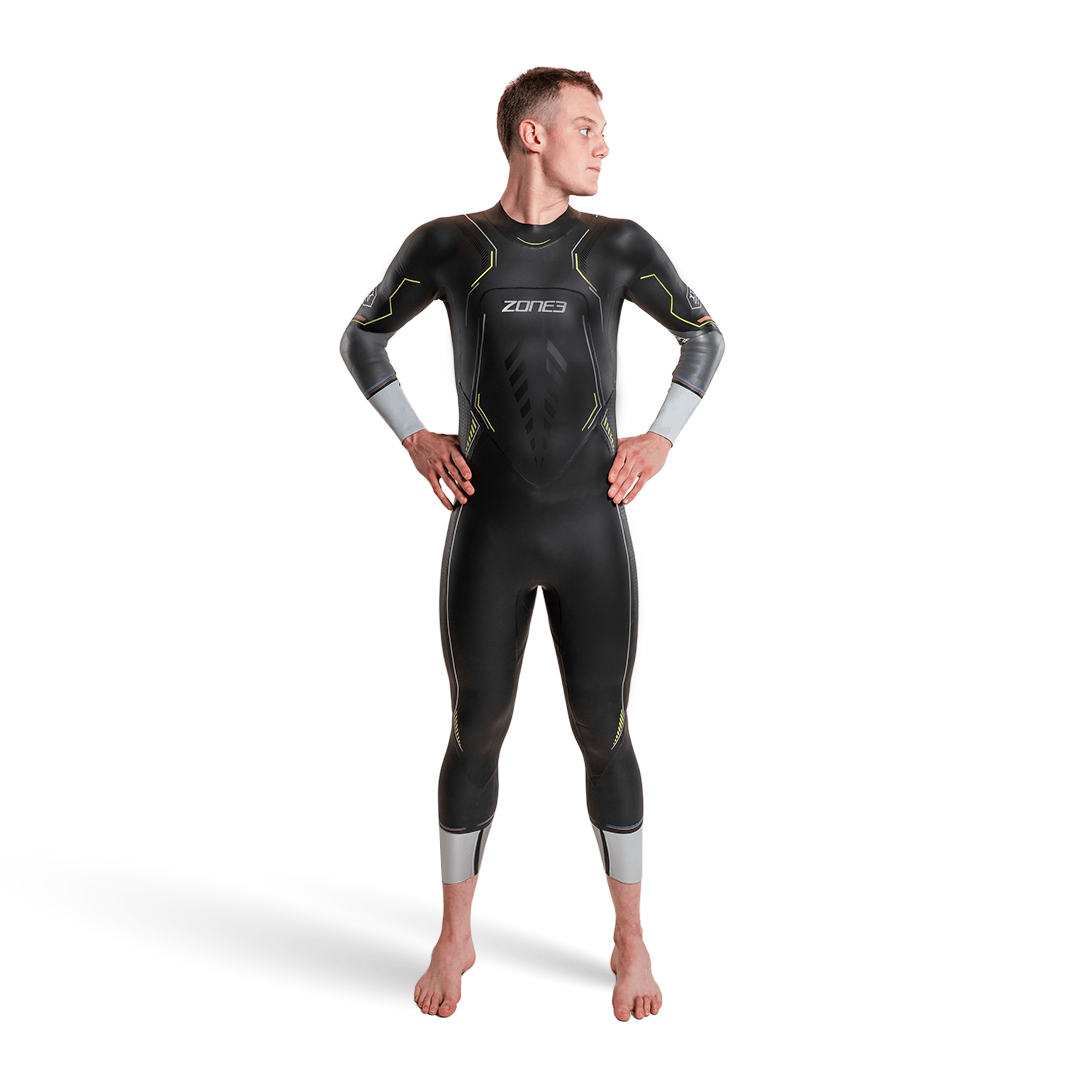 Aspire triathlon Wetsuit model showcasing innovative B-Prene Yamamoto neoprene for triathletes.