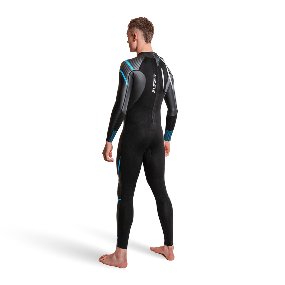 Glide Wetsuit - Season Rental worn by a male swimmer, showcasing the sleek design and performance features.