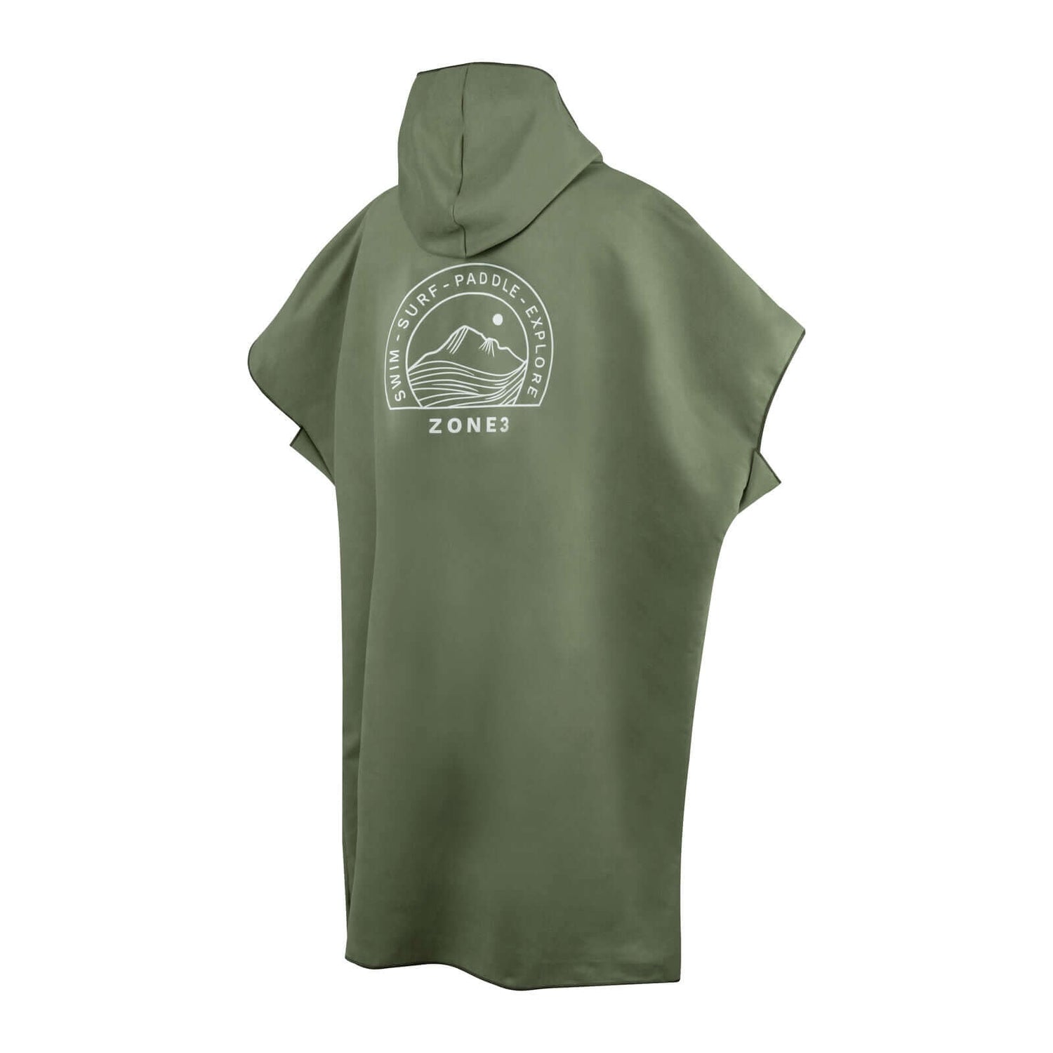 Microfibre Changing Robe in olive green with hood for comfort and style after water activities.