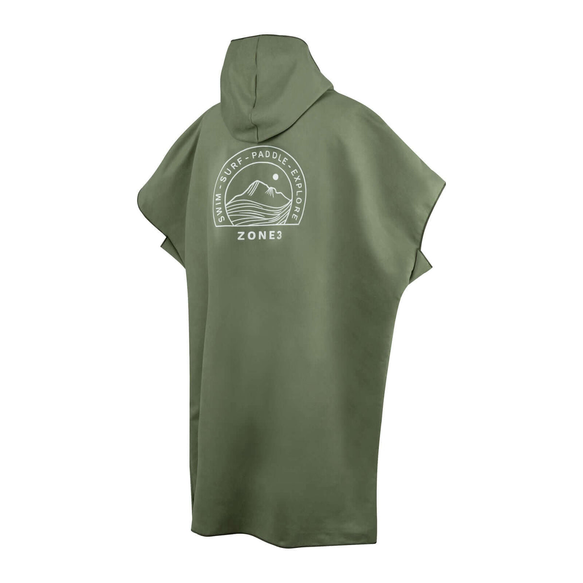 Microfibre Changing Robe in olive green with hood for comfort and style after water activities.