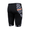 Back view of black men's jammers showing full wraparound grey and orange graphic on side panels