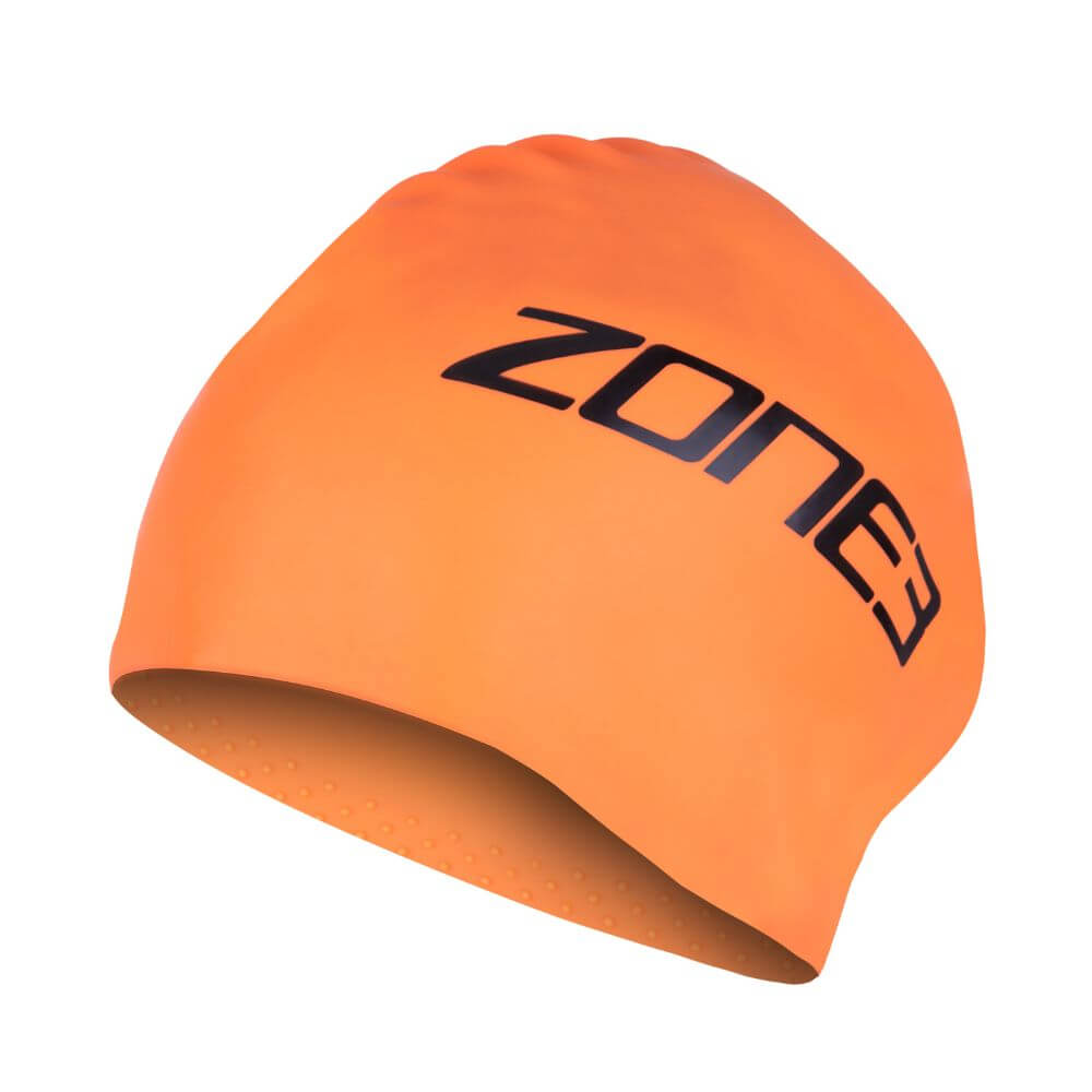 Silicone Swim Cap - Extra Long Hair in bright orange color with logo for swimmers with long hair.