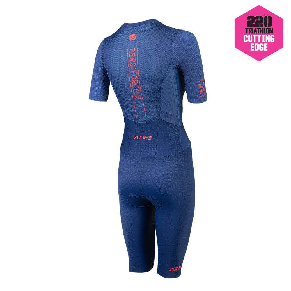 Aeroforce-X II Short Sleeve Trisuit Navy back view showcasing its aerodynamic design and performance features.