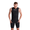 Male model wearing black Streamline Sleeveless Swimskin front view with Zone3 logo on chest